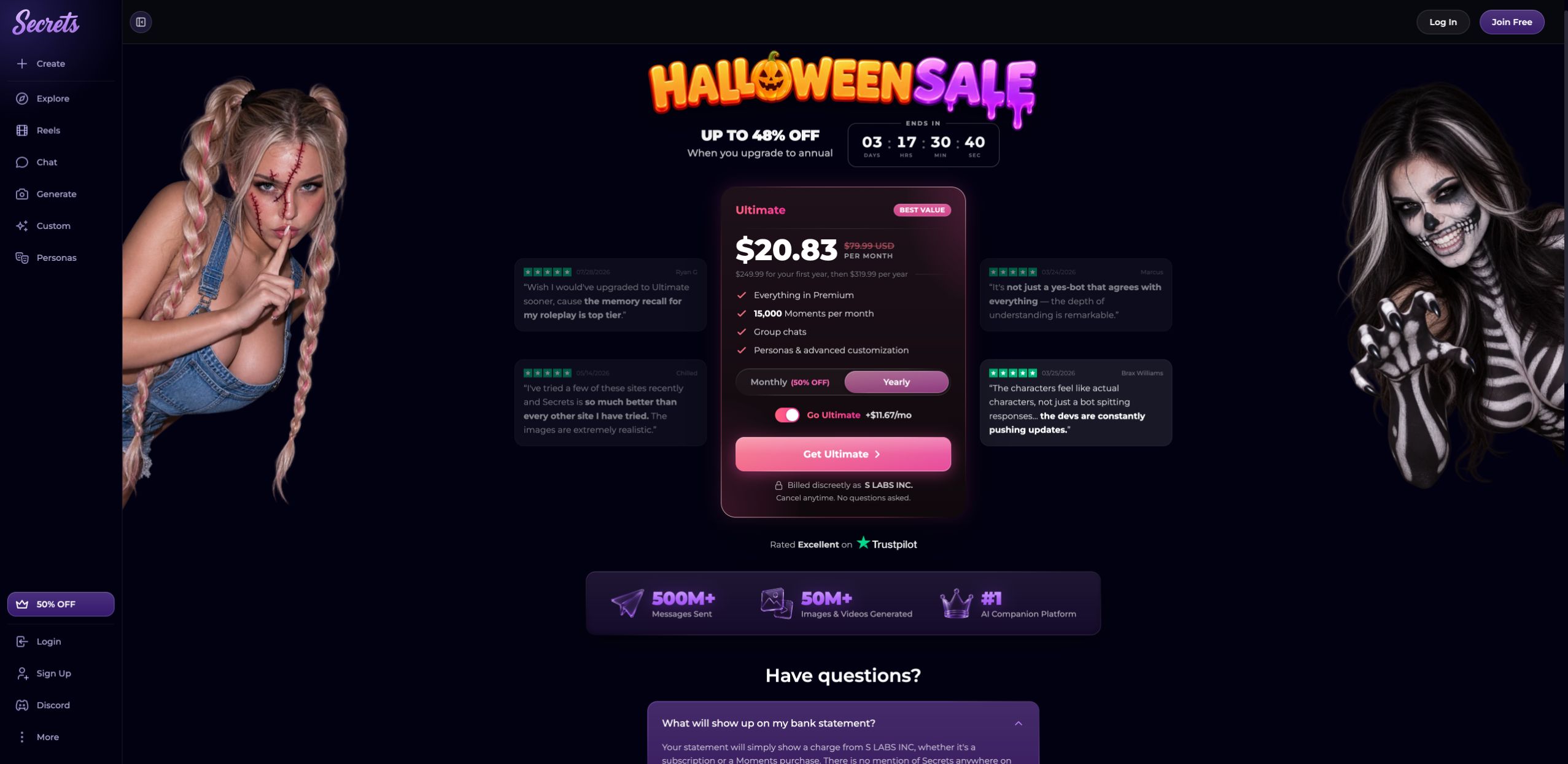 Secrets AI Ultimate annual promotion and renewal price